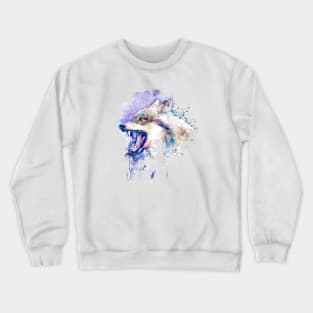 Angry Wolf Profile Portrait Crewneck Sweatshirt